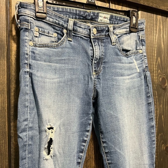 AG Adriano Goldschmied Jeans 27 Ankle Crop Cuffed Distressed Boho Mid Rise - Picture 3 of 16